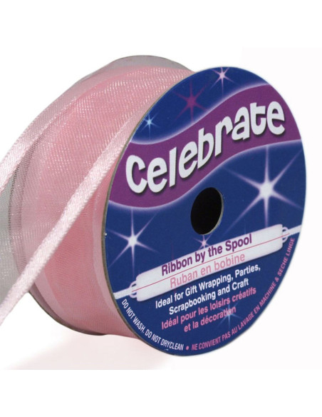 Celebrate rose organza ribbon - 25 mm x 4 m