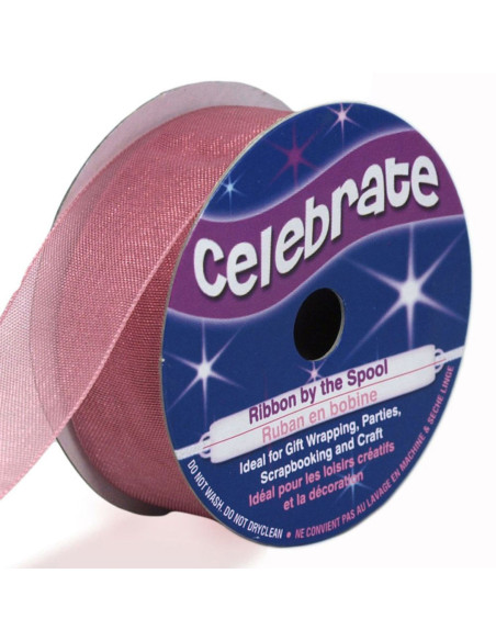 Celebrate old rose organza ribbon - 20 mm x 5 m