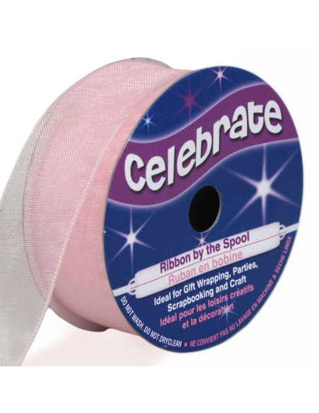 Celebrate rose organza ribbon - 20 mm x 5 m