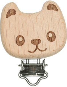 Wooden Pacifier Clip - Bear