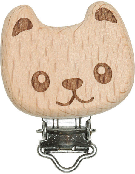 Wooden Pacifier Clip - Bear