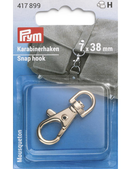 Metal carabiner 7 x 38 mm - New gold