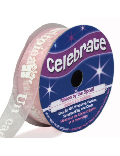Celebrate rose organza ribbon a gift for you - 15 mm x 3.5 m
