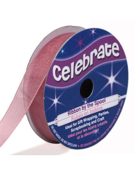 Celebrate old rose organza ribbon - 12 mm x 6 m