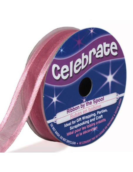 Celebrate rose organza ribbon - 12 mm x 5 m