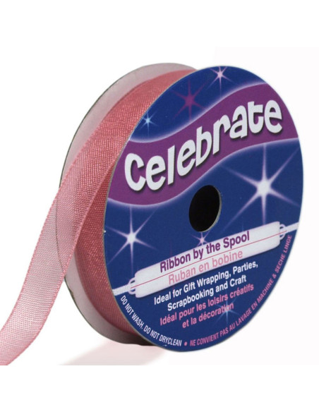 Celebrate old rose organza ribbon - 9 mm x 8 m