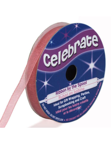 Celebrate old rose organza ribbon - 6 mm x 8 m