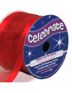 Celebrate red organza ribbon - 38 mm x 4 m