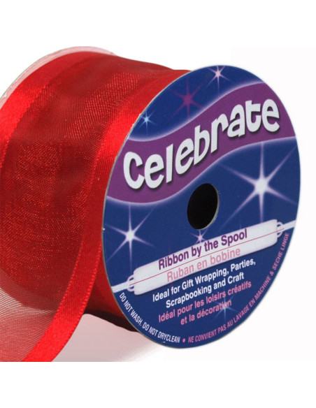 Celebrate red organza ribbon - 38 mm x 4 m