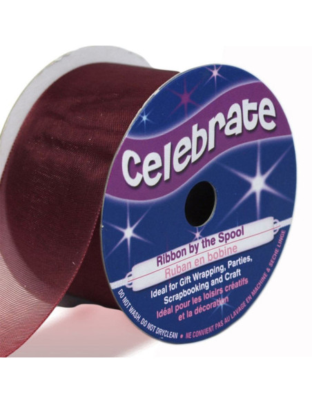 Celebrate plum organza ribbon - 32 mm x 5 m