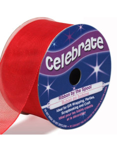 Celebrate red organza ribbon - 32 mm x 5 m
