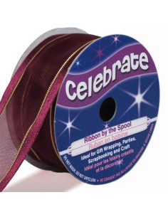 Celebrate plum organza ribbon - 25 mm x 4 m