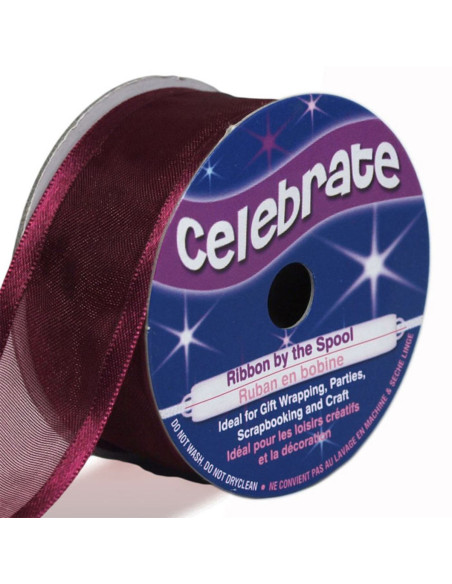 Celebrate plum organza ribbon - 25 mm x 4 m