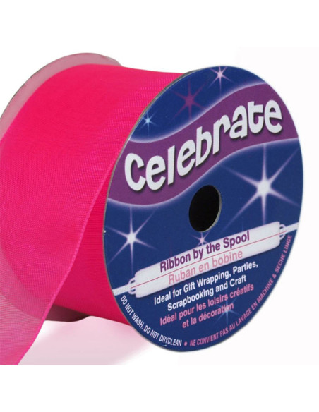 Celebrate fuchsia organza ribbon - 32 mm x 5 m