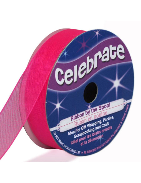 Celebrate fuchsia organza ribbon - 12 mm x 6 m