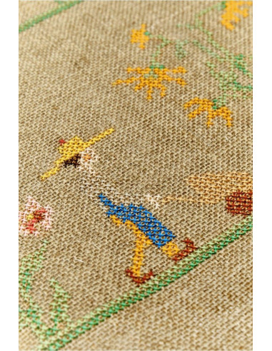 Rustic linen fabric 5.2 DMC embroidery threads, piece of 38.1 cm x 45.7 cm