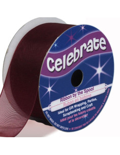 Celebrate plum organza ribbon - 25 mm x 5 m