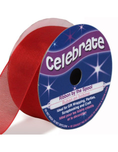Celebrate red organza ribbon - 25 mm x 5 m