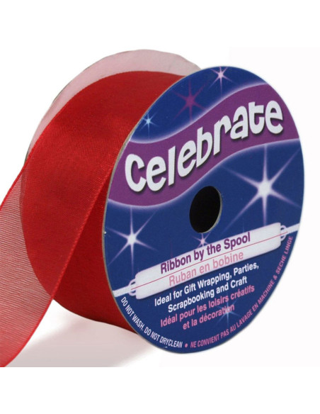 Celebrate red organza ribbon - 25 mm x 5 m
