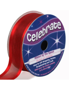 Celebrate red organza ribbon - 20 mm x 4 m