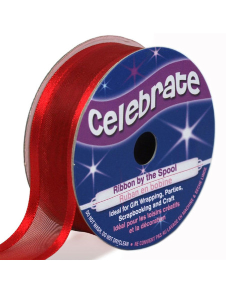 Celebrate red organza ribbon - 20 mm x 4 m