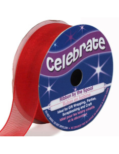 Celebrate red organza ribbon - 20 mm x 5 m