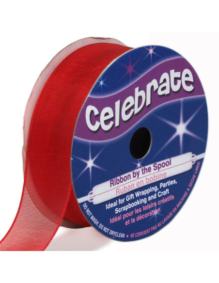 Celebrate red organza ribbon - 20 mm x 5 m