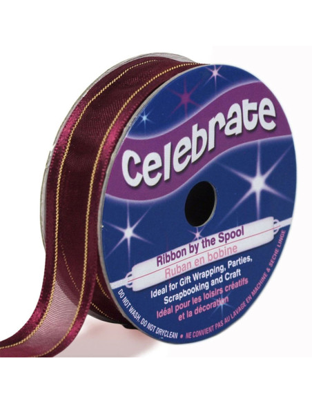 Celebrate plum organza ribbon - 15 mm x 5 m