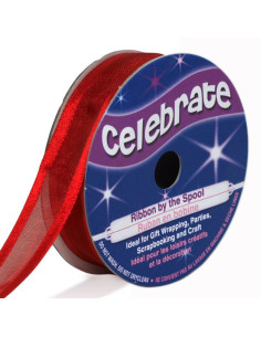 Celebrate red organza ribbon - 12 mm x 5 m