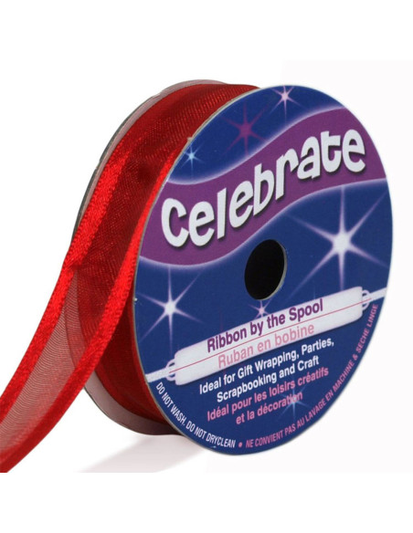 Celebrate red organza ribbon - 12 mm x 5 m