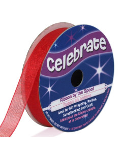 Celebrate red organza ribbon - 9 mm x 8 m