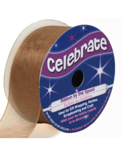 Celebrate brown organza ribbon - 25 mm x 5 m