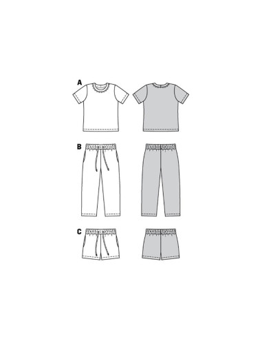 T-Shirt, pants, and shorts pattern - Burda 9288