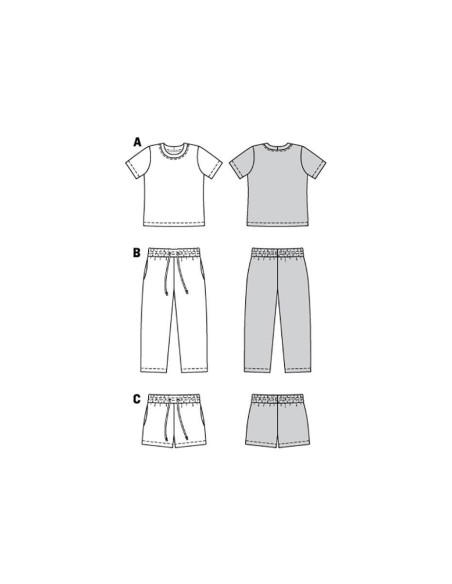 T-Shirt, pants, and shorts pattern - Burda 9288