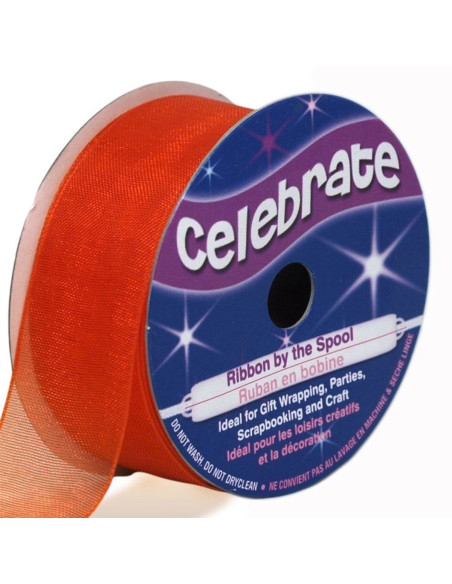 Celebrate orange organza ribbon - 20 mm x 5 m