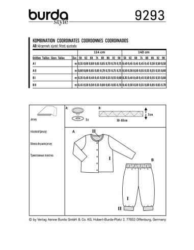 Jacket and pants pattern - Burda 9293