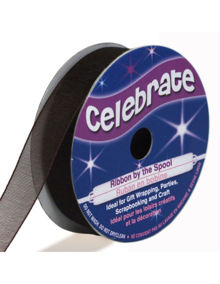 Celebrate chocolate organza ribbon - 12 mm x 6 m