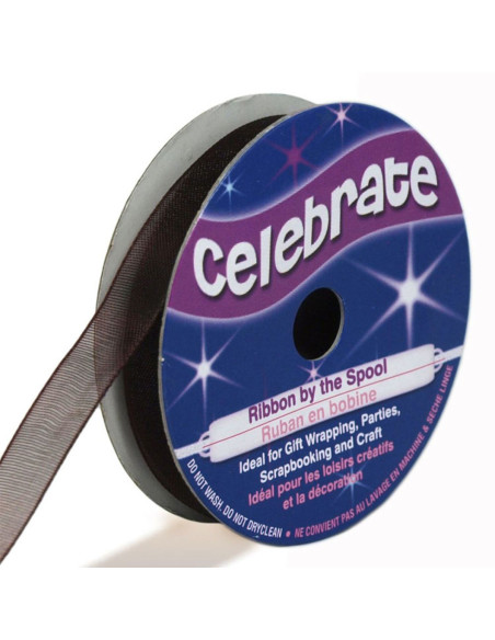 Celebrate chocolate organza ribbon - 9 mm x 8 m