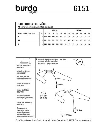 Sweater pattern - Burda 6151