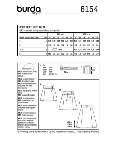 Skirt pattern - Burda 6154