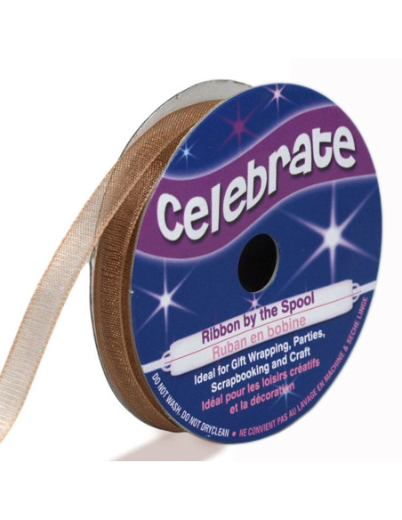 Celebrate brown organza ribbon - 6 mm x 8 m