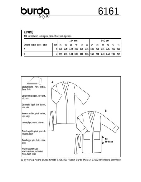 Kimono pattern - Burda 6161