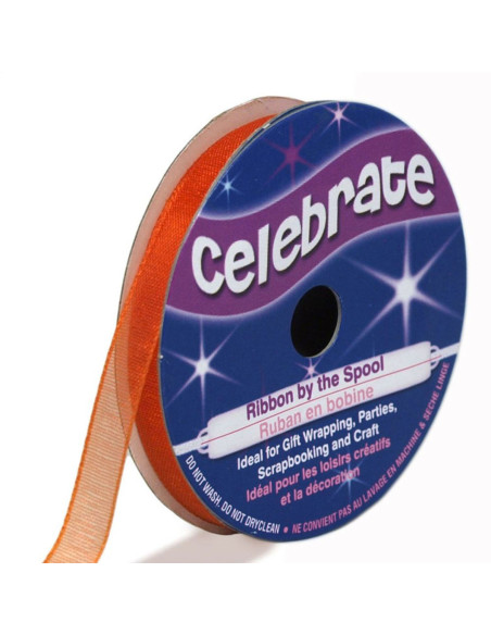 Celebrate orange organza ribbon - 6 mm x 8 m