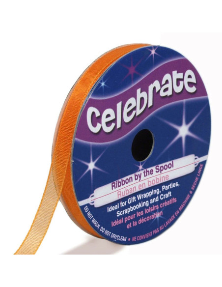 Celebrate orange organza ribbon - 6 mm x 8 m