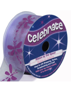 Celebrate organza ribbon dragonfly lavender - 25 mm x 3 m