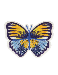 Blue butterfly iron-on patch