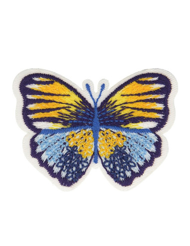 Blue butterfly iron-on patch