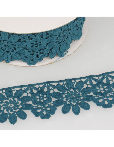 Guipure flowers 55 mm - Teal
