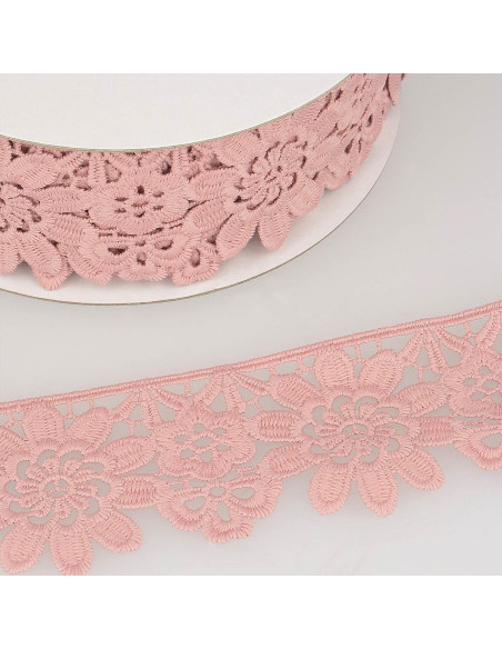 Guipure flowers 55 mm - Light pink