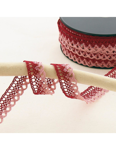 10mm scalloped lace - Bordeaux, old pink
